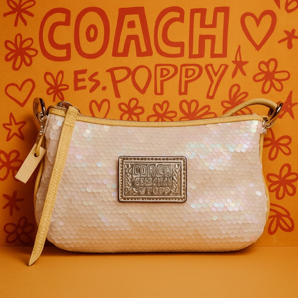 COACH POPPY Sequin Disco Crossbody | Silver | New With Tags (NWT) | MSRP $148